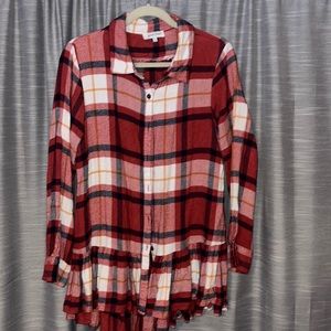 Grace & Lace Flannel Ruffle Tunic sz L